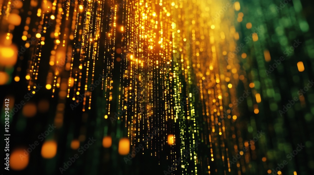 Poster golden light trails creating abstract digital art background : generative ai
