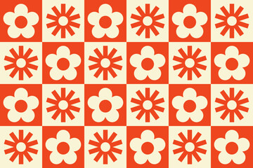 Obraz premium Modern abstract geometric flower pattern. Retro background with Scandinavian style. Vector illustratio