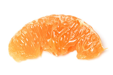 close up of orange pulp beautiful skin isolated white background