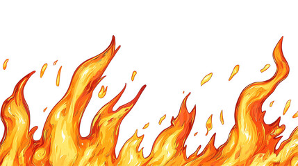 A vivid and dynamic illustration of flames, perfect for creative projects, digital designs, and backgrounds. Captures the essence of fire with striking colors and energy.