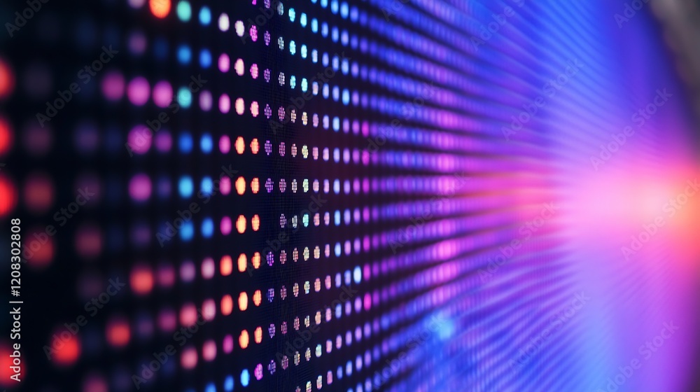 Aufkleber blue purple digital dots illuminated light art pattern background : generative ai