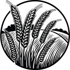 Obraz premium Wheat Linocut Illustration Adobe Illustrator Artwork