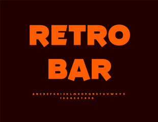 Vector Bright signboard Retro Bar. Typography Uppercase Alphabet Letters and Numbers set. Abstract Urban Font.