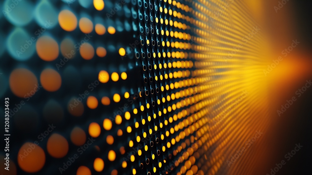 Poster Glowing Dots Abstract Technology Background in Orange Hue : Generative AI