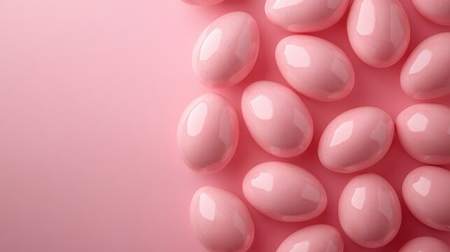 Pink easter egg pattern on soft pink background for spring decor and crafts
