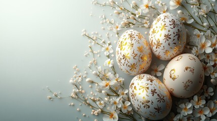 Fototapeta premium Elegant orthodox easter eggs with floral accents for holiday decor and celebration design