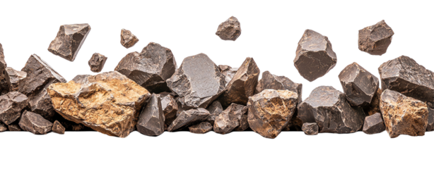 A close-up view of various rocks scattered unevenly on a surface, showcasing different textures and colors. Ideal for presentations on geology, nature, and environmental studies.