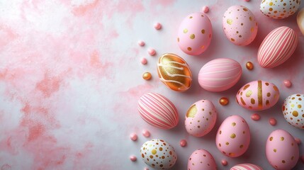 Colorful easter holiday celebration banner with decorated eggs for greeting cards