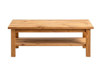 A rustic wooden coffee table featuring a clean and simple design. Ideal for various interior styles, providing a warm and inviting atmosphere for any living room setting.