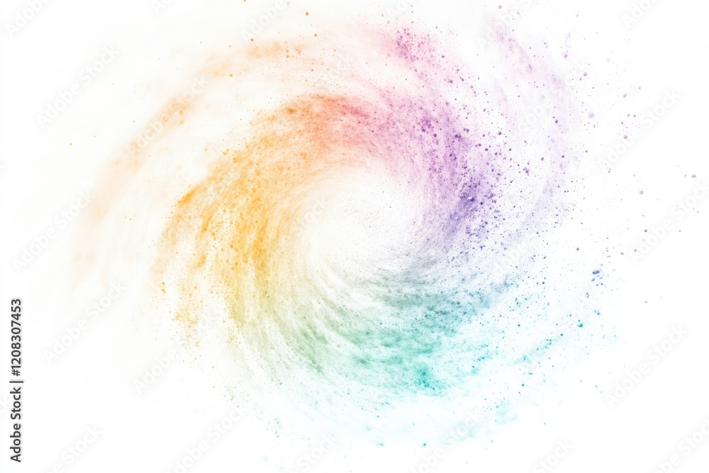 Poster a vibrant swirl of pastel powder colors explodes outward, creating a dynamic and artistic effect.