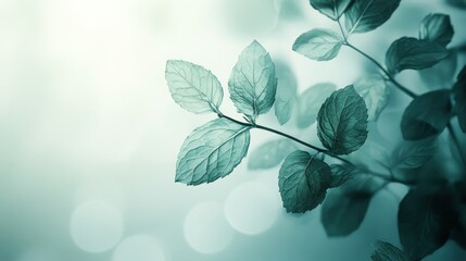 Lush mint leaves bathed in soft ethereal light