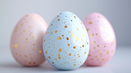 Elegant pastel easter eggs with gold speckles for holiday decor and design