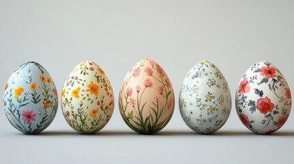 Fototapeta premium Hand painted easter eggs with floral designs on display for easter celebration