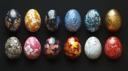 Colorful handmade easter eggs from east germany featuring unique designs