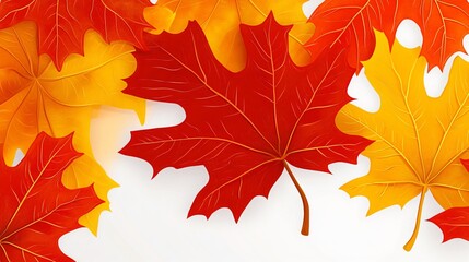 Fototapeta premium Vibrant Autumn Leaves Falling Maple Background Wide Angle Image