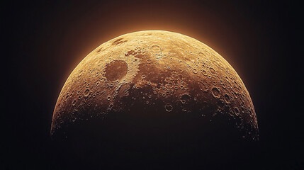 crescent moon against a dark background symbolizing celestial beauty and the wonder of astronomy with a bright tone and blurred empty space for a modern aesthetic