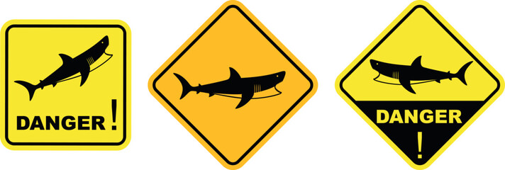 Shark danger sign. Isolated shark on white background