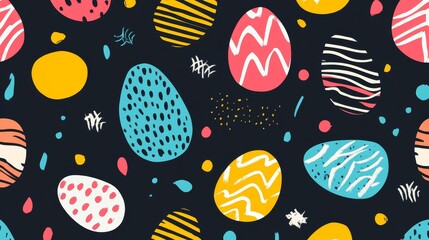 Bold memphis style colorful easter pattern