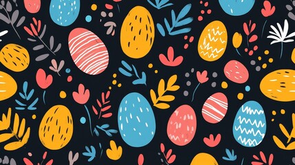 Bold memphis style colorful easter pattern