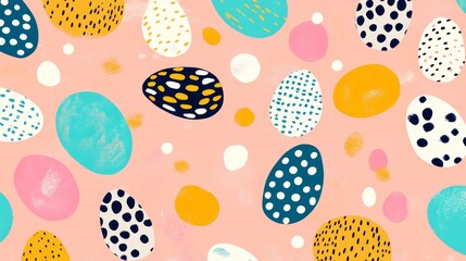 Bold memphis style colorful easter pattern