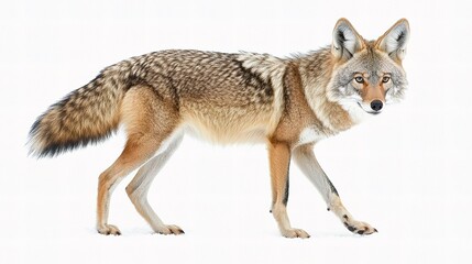 Obraz premium Lone Coyote Walking in Natural Habitat During Hunting Activity