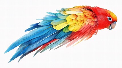 Obraz premium Vibrant Budgerigar on White Background with Perfect Detail and Clarity