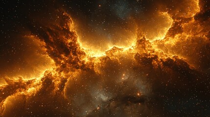 Fototapeta premium Fiery Nebula, Cosmic Flames in Deep Space