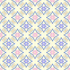 Flower on rhombus colorful seamless pattern