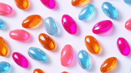 Bright Jelly Beans on White Surface