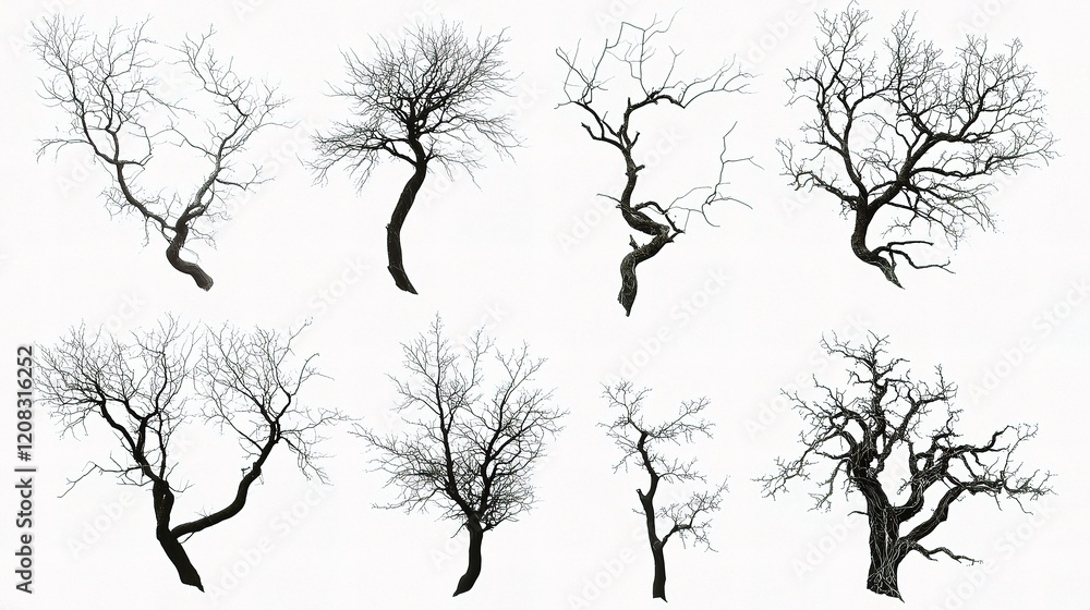 Poster intricate patterns of dead trees with unique branch structures