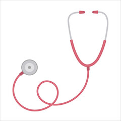 A red and white stethoscope with a white button on the top