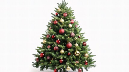 Fototapeta premium Classic Christmas Tree with Lush Green Needles and Vibrant Ornaments
