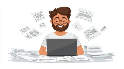 Businessman Strategizing Tax Submissions at Home Office Digital Workspace Informal Laptop Use Focused Mindset