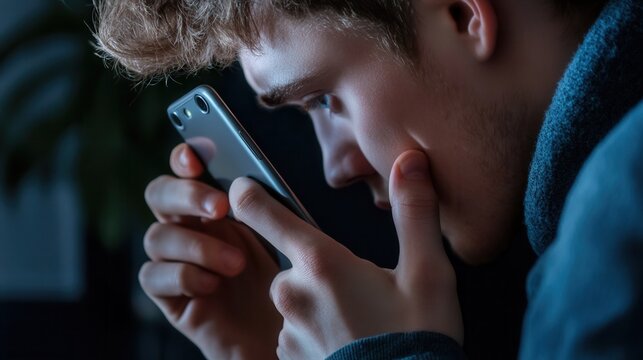 A person gripping a phone tightly, staring at an unanswered call with dread