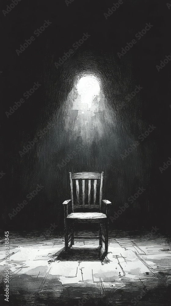 Wall mural The Spotlighted Chair, Social Anxiety Disorder