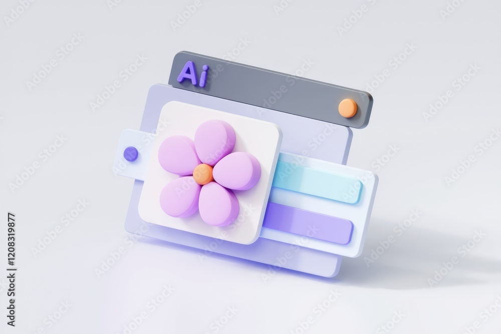 Poster AI-powered design tool interface with a flower, symbolizing creativity and user-friendly design.