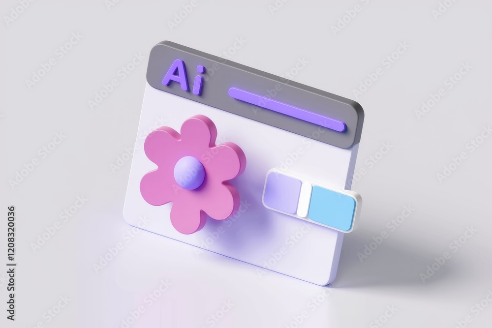 Poster AI-powered design tool interface showcasing a flower graphic with color palette options.