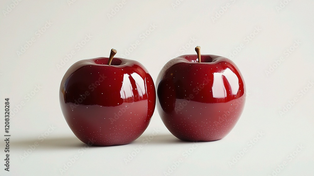 Poster glossy red apples isolated on white background for stock use
