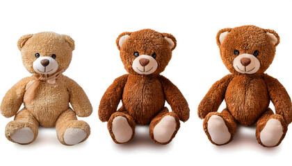  Set of teddy bear toys on transparent background. Toy concept for children. 