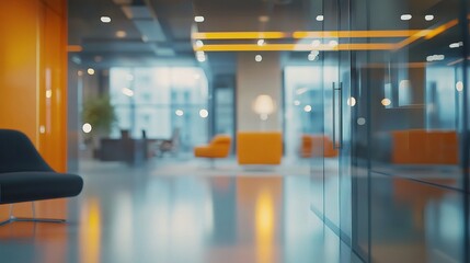 Obraz premium Modern Office Interior in Gray Tones with Panoramic Windows