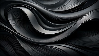 Abstract design of smooth black concentric curves with striking depth and dimension.