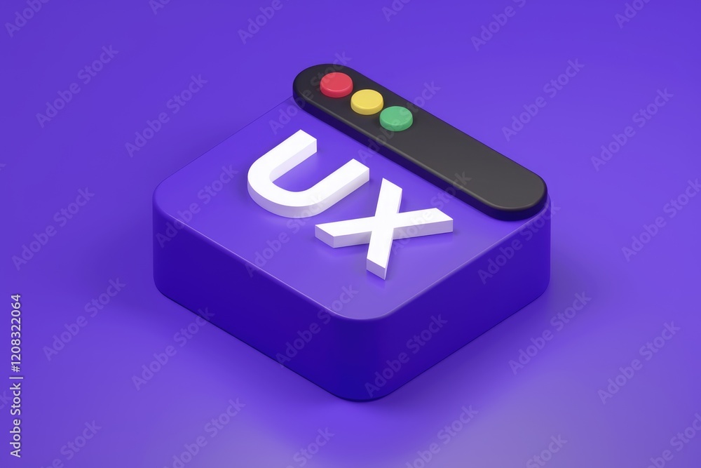Aufkleber 3D rendering of UX design concept with traffic lights, symbolizing user experience and testing.