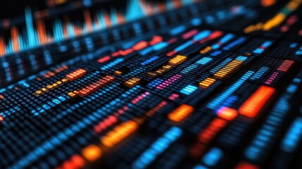 Futuristic Stock Market Analytics Display on High-Tech Screen