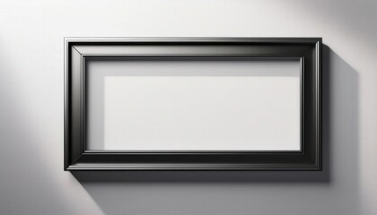 Obraz premium A minimalistic black metal frame mounted on a clean white wall, casting a subtle shadow, creating a sleek and modern aesthetic.