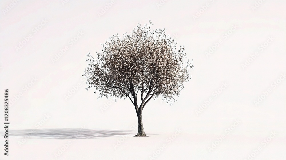 Poster realistic 3d tree model isolated on white background with alpha channel