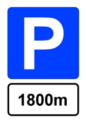 Illustration eines blauen Parkplatzschildes mit der Aufschrift 