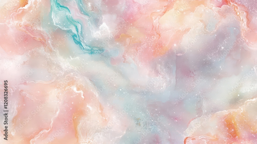Canvas Prints a mystical watercolor galaxy swirling with ethereal pastel nebulae and delicate star clusters, flowi
