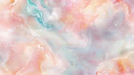 Fototapeta premium a mystical watercolor galaxy swirling with ethereal pastel nebulae and delicate star clusters, flowing seamlessly in a repeating pattern with soft, translucent edges
