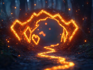 Illuminated Hexagonal Network Tunnel for High-Speed Connectivity