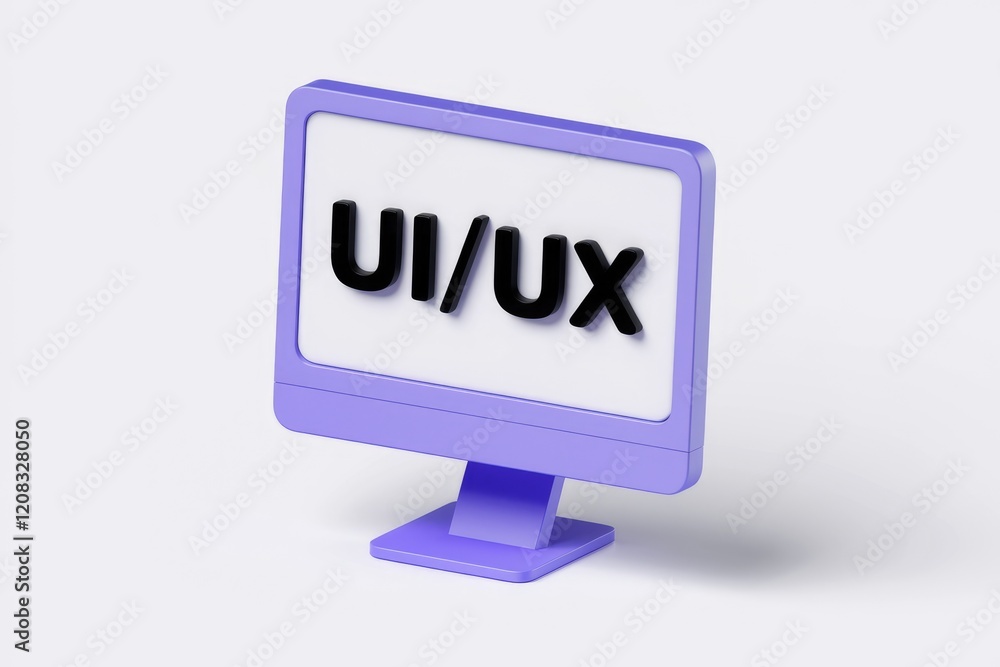 Poster A purple computer screen displaying the text UI/UX, representing user interface and user experience design.